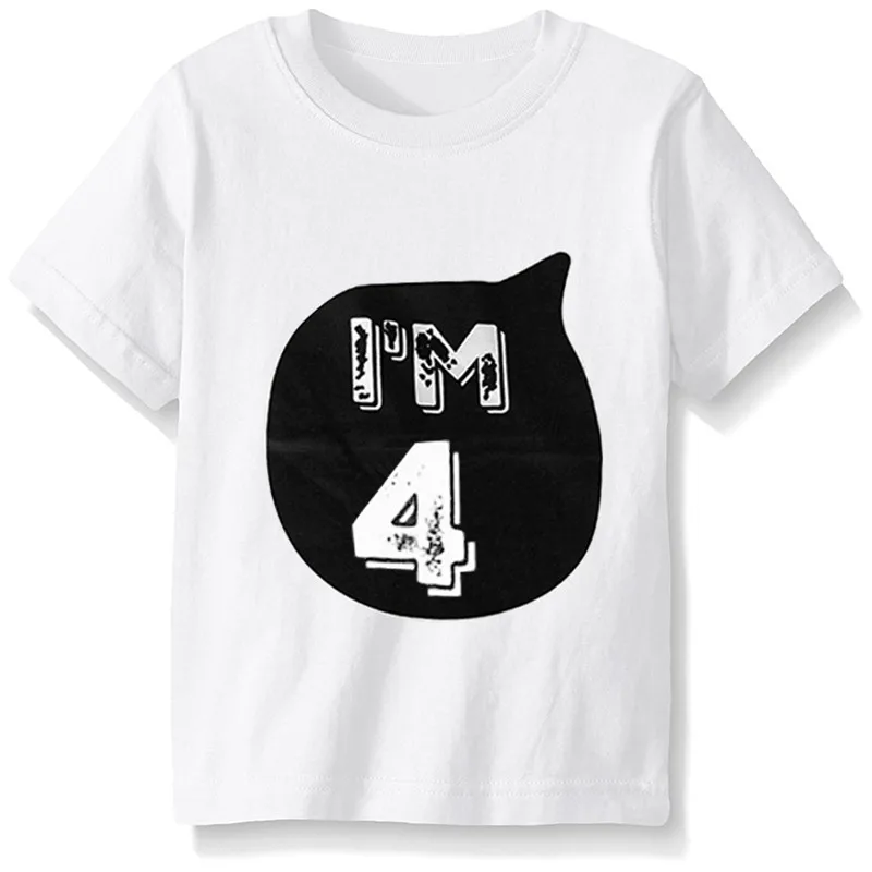 Летняя футболка для дня рождения с принтом 1, 2, 3, 4 года, Повседневная хлопковая Футболка с v-образным вырезом для мальчиков и девочек, детская футболка, одежда, хлопковые футболки для мальчиков - Цвет: 04B