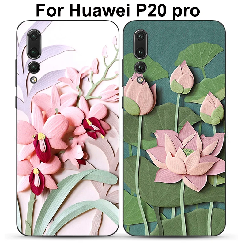2 шт. чехол для Huawei P20pro мягкий с красивыми цветами P 20 pro чехлы телефона|Бамперы| |