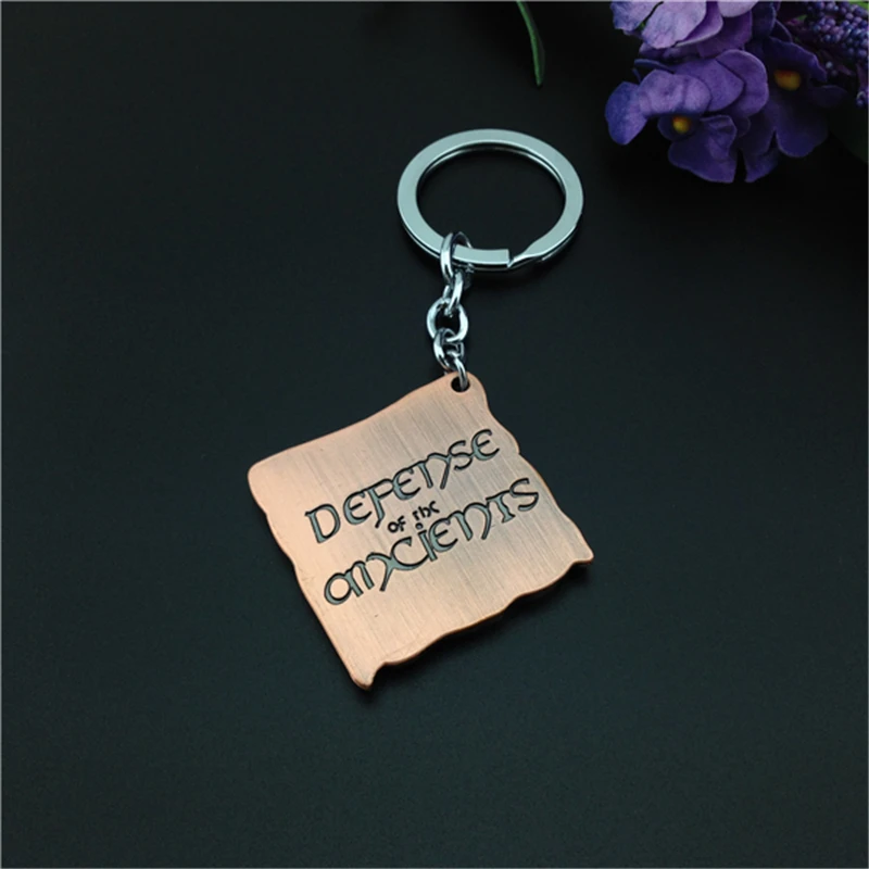  Gift DOTA 2 Logo Metal Pendant Brand Keychains Key Ring Color Blue Red