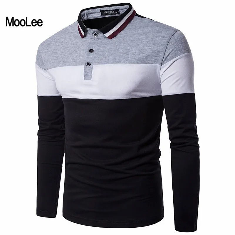 2017 Autumn Cotton Mens Polo Shirt Turn down Collar Male Clothing