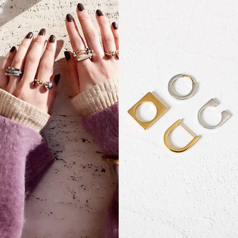 

Cold Wind Stainless Steel Ring Street Trendsetter Metal Wind Ring Set