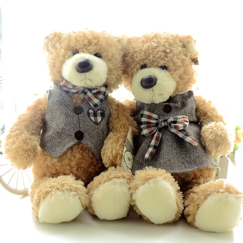 

2PCS 42CM Couple Valentine Teddy Bear Plush Toy Stuffed Animals Teddy Bears Soft Dolls Kids Toys Girls Gifts Collection