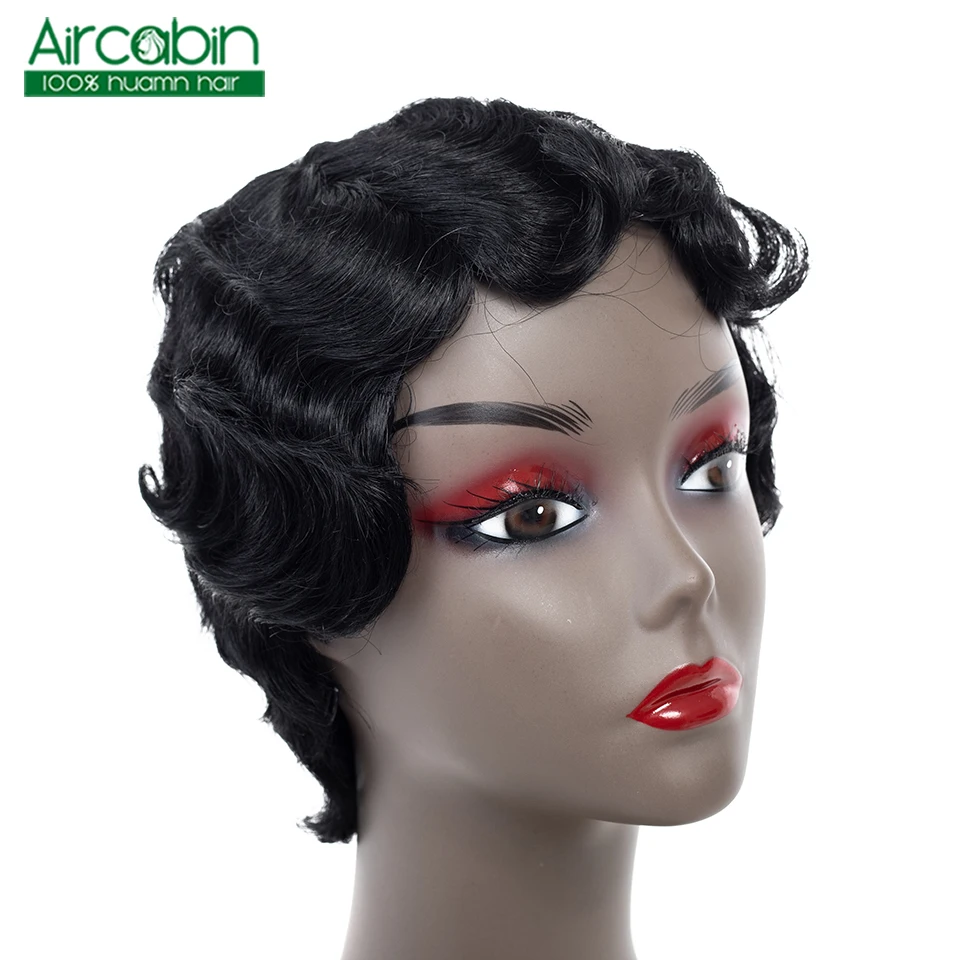 

Short Finger Wave Wigs Short Bob Wigs For Woman Short Pixie Cut Wig Indian Non-Remy Short Human Hair Wigs For Black Women