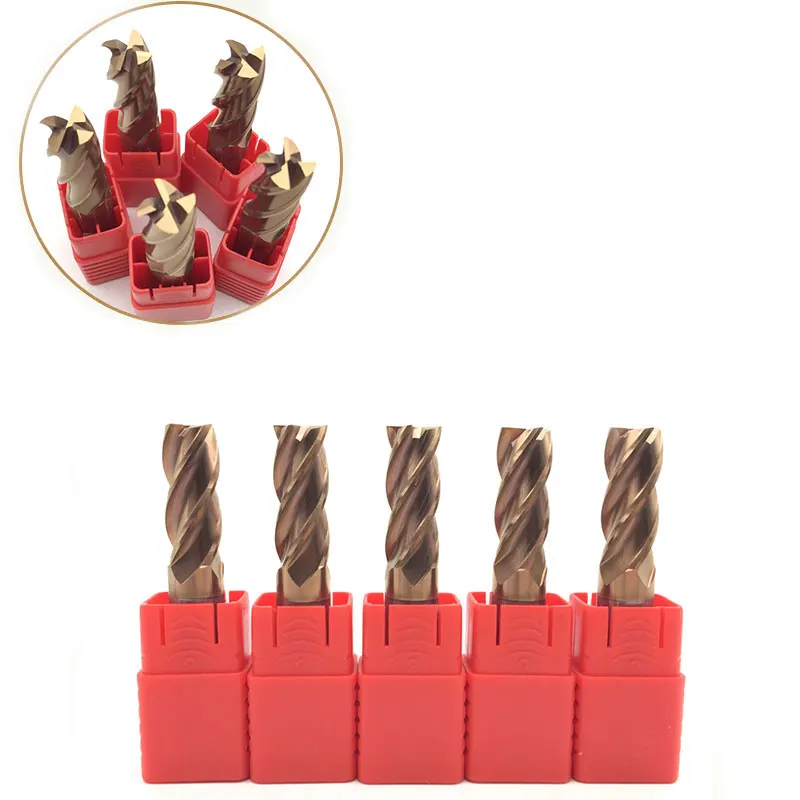 фрезы Endmill 6 мм 8 10 12 5 шт. HRC60 4 Флейта твердый прямой хвостовик Стандартный Длинные