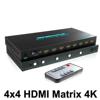 

4x4 HDMI True Matrix Switcher 4K HDMI Switch Splitter 4 IN 4 Out Support Ultra HD HDMI 1.4 4Kx2K 1080P RS232 with IR Remote