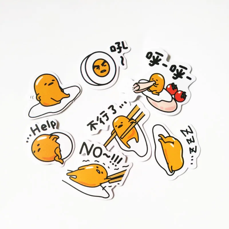 10 Сумки Новинка японский Gudetama Lazy Яйцо мультфильм забавные наклейки для ноутбука автомобиля велосипедный багаж Водонепроницаемая Наклейка s