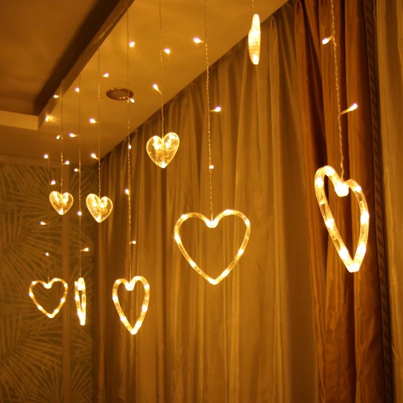 Романтический светодиодный светильник в виде сердечек, Рождественский светильник s, внутренний/наружный декоративный светильник в виде сердец для праздника, свадьбы, вечеринки, светильник ing