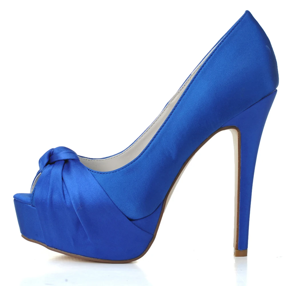 

ARQA Fancy Bridal Wedding Prom Evening Party Shoes PleatedSilk Satin Peep toe Platform High Heel Pumps