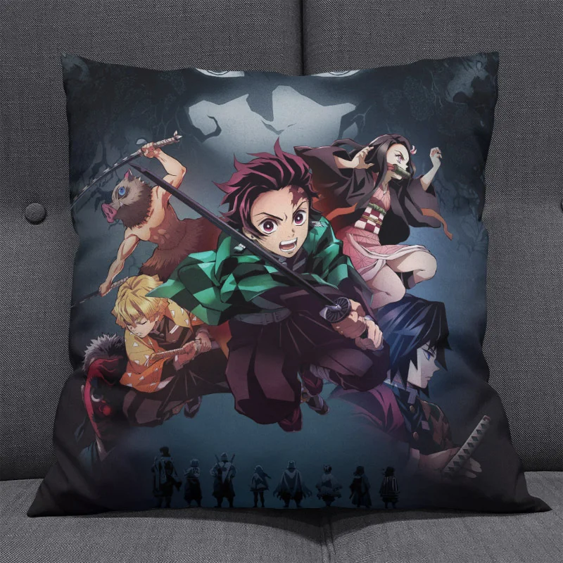 1Pcs Creative Cartoon kimetsu no yaiba Pillow Annie Stuffed Short Plush Office Travel Rest Soft Cushions Home Decor Gift