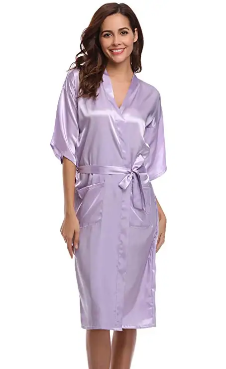 Фиолетовое Женское платье горячая Распродажа кимоно из искусственного шелка банное платье женский сексуальный халат ночная рубашка женская пижама Размер S M L XL XXL XXXL Zh02A - Цвет: lavender