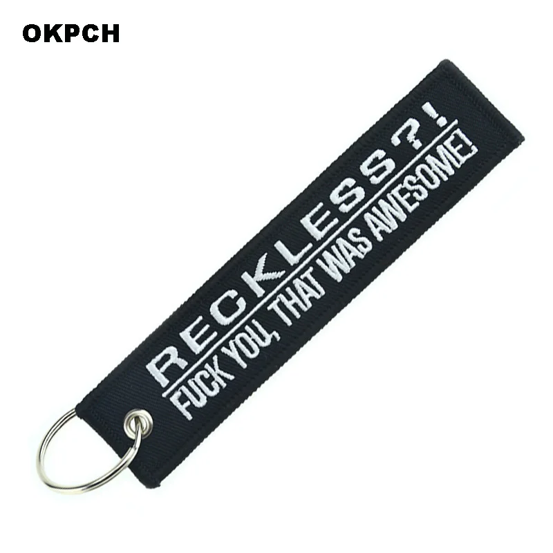 

1PCS Awesome Key Tag Keychain Holder for Motorcycles Launch Key Chain White Letters Embroidery Key Ring PK-0014