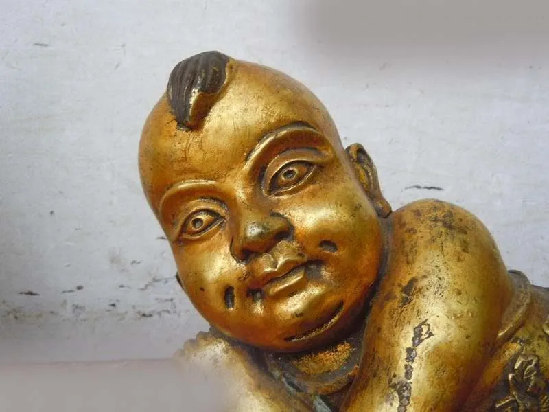 

Chinese copper bronze gild carved Buddhism Nezha boy buddha Sculpture statue (D0426)