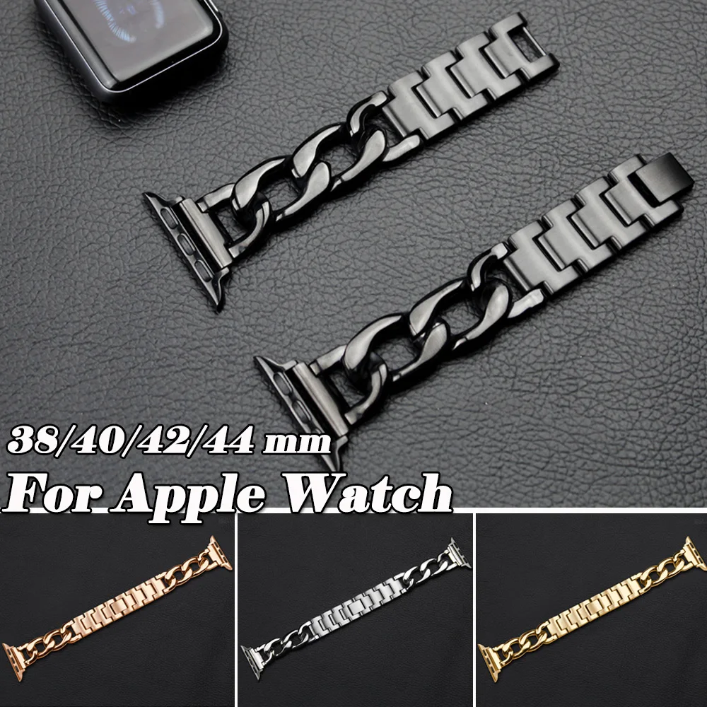 

38mm 42mm wacth band strap For Apple Watch 4 Stainless Wrist band bracelet Denim Chain for iwatch 4 3 2 1 Watch strap 40mm 44mm