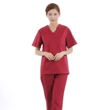Женский медицинский скраб наборы медсестра больницы формы стоматологическая клиника салон красоты с коротким рукавом медицинская Спецодежда Slim Fit 2148