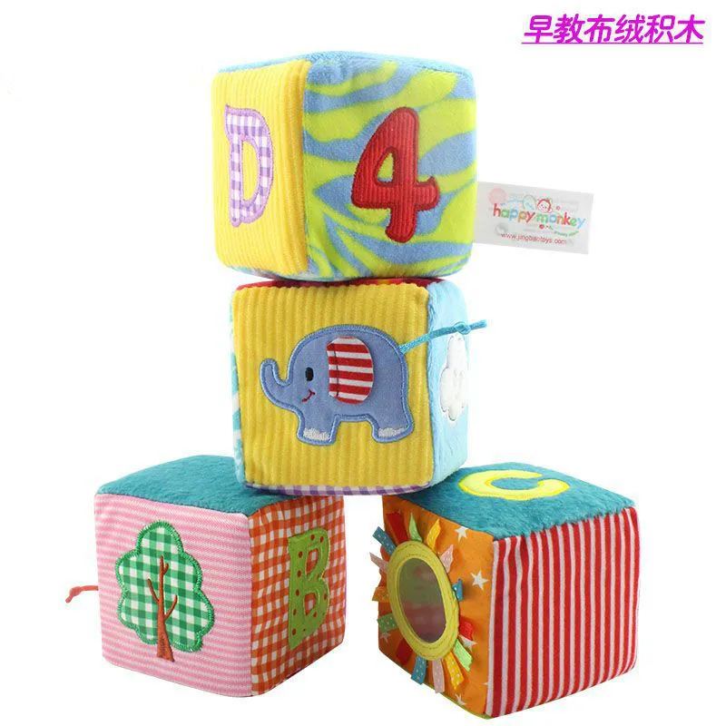 

4PCS baby cloth blocks lovely sponge animal dice toy brick