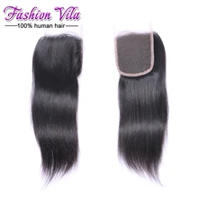 4×4 Brazilian Virgin Hair Straight Lace Closure Bleached Knots Natural Color 100% Virgin Human Hair Closure Lace Closure 18 Inch