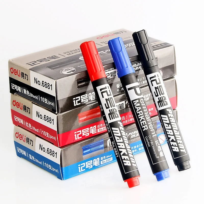 1 box 10 pcs one side deli marker pen permanent marker pen 1.5mm oil