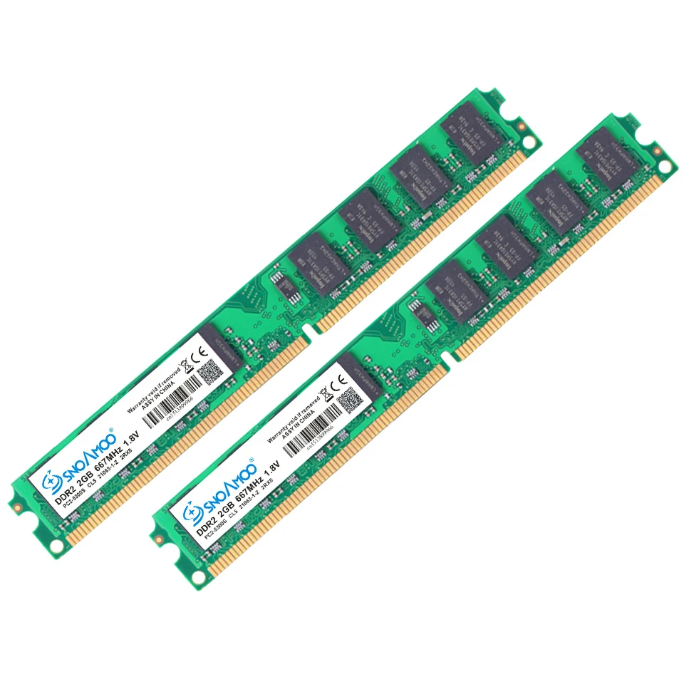 SNOAMOO Desktop PC RAMs DDR2 4GB(2x2GB) 800MHz PC2-6400S 240-Pin 1.8V DIMM For intel and AMD Compat
