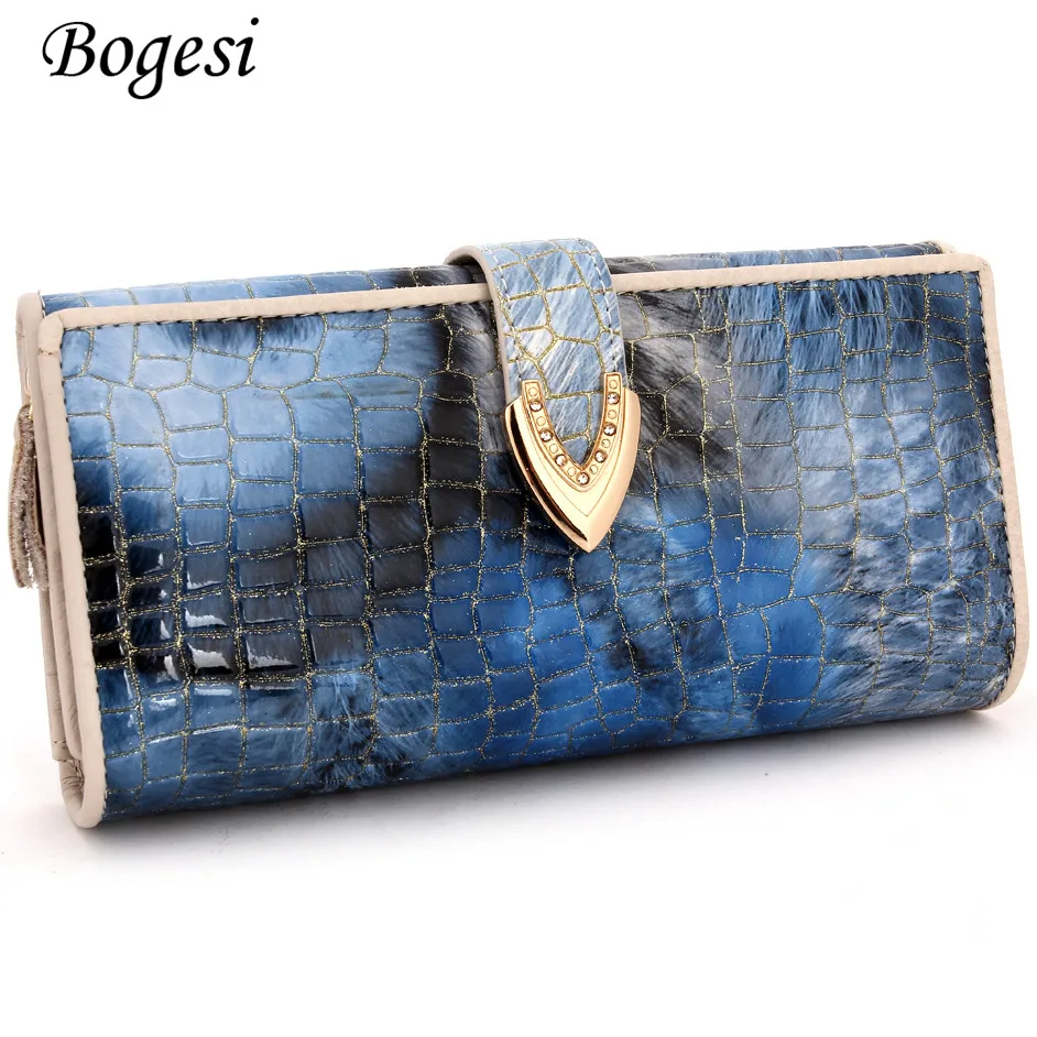 ФОТО 2016 Cowhide Genuine Leather Wallet Women Wallets and Woman Purses Long Coin Clutch Bag Purse Card Holder purse