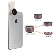 Clip-on 3in1 HD Объектив Kit Fisheye 0.36X Широкоугольный 15X Макро Мобильного Телефона Объективы Для iphone 4 4s 5 5s 5c SE 6 6 s 7 плюс
