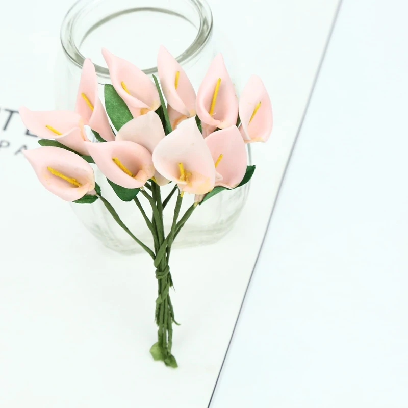 12 шт. пенопластовый цветок лилии каллы недорогие искусственные цветы для дома Свадебные украшения diy Подарочная коробка Скрапбукинг Рождественский венок - Цвет: pink
