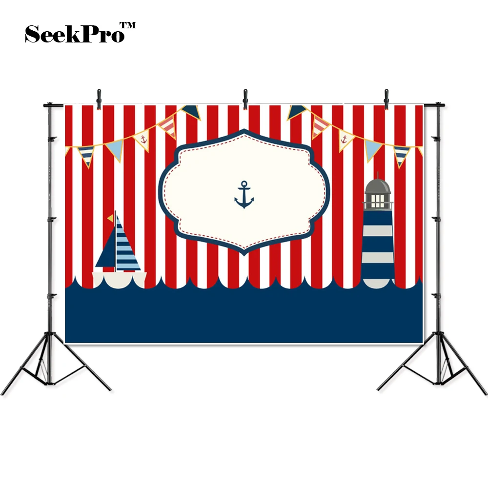 Thin Vinyl Red Stripe Lighthouse Anchor Flag Children Banner