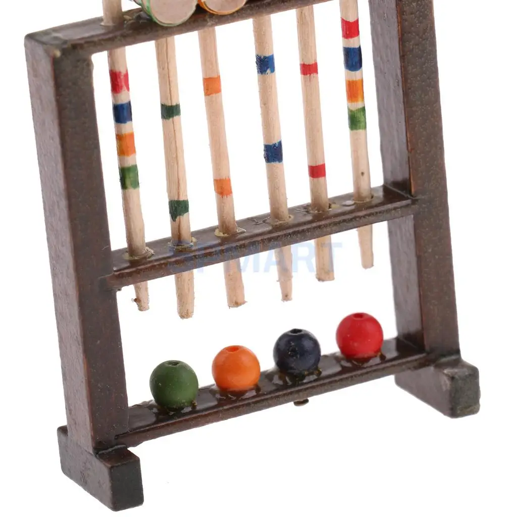 MagiDeal 1/12 Dolls House Miniature Mini Wooden Croquet Game Set for Dolls Living Room Decoarion Children KIds Toys