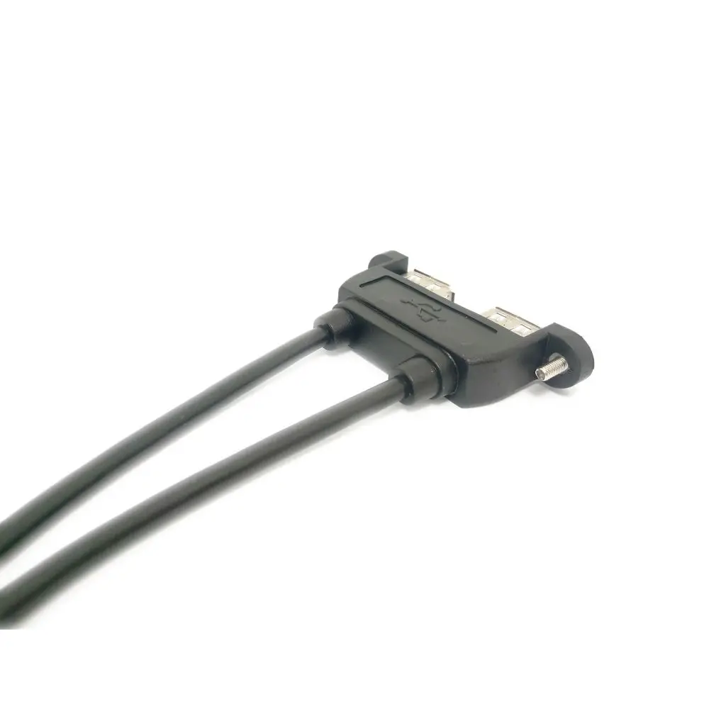 Удлинительный кабель с двумя разъемами USB 2,0 «Папа-папа» и «мама» с креплением на панель с винтом