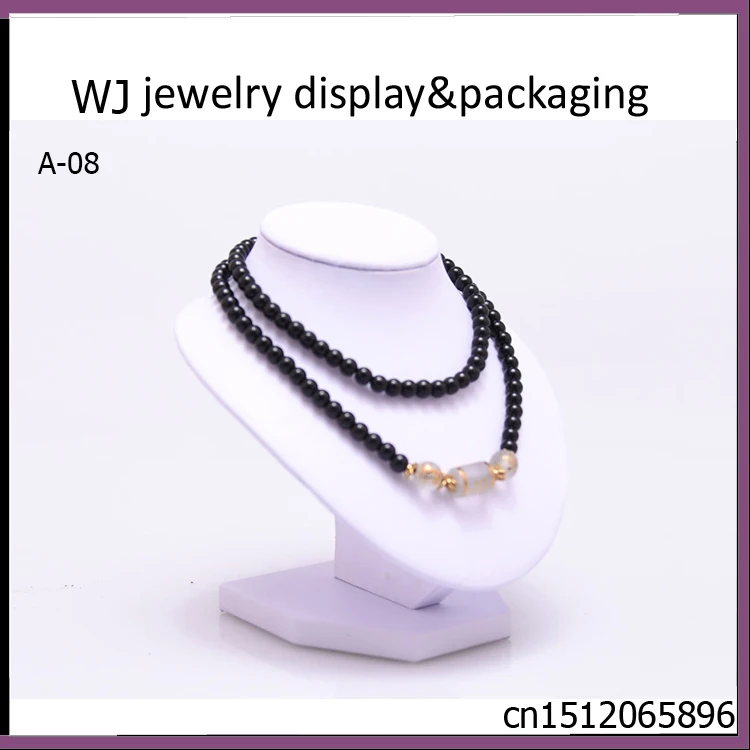 

White/Black Leatherette Necklace Pendant Chain Link Bracelet Jewelry Display Holder Stand 15cm H Jewellery Presentation Rack A08