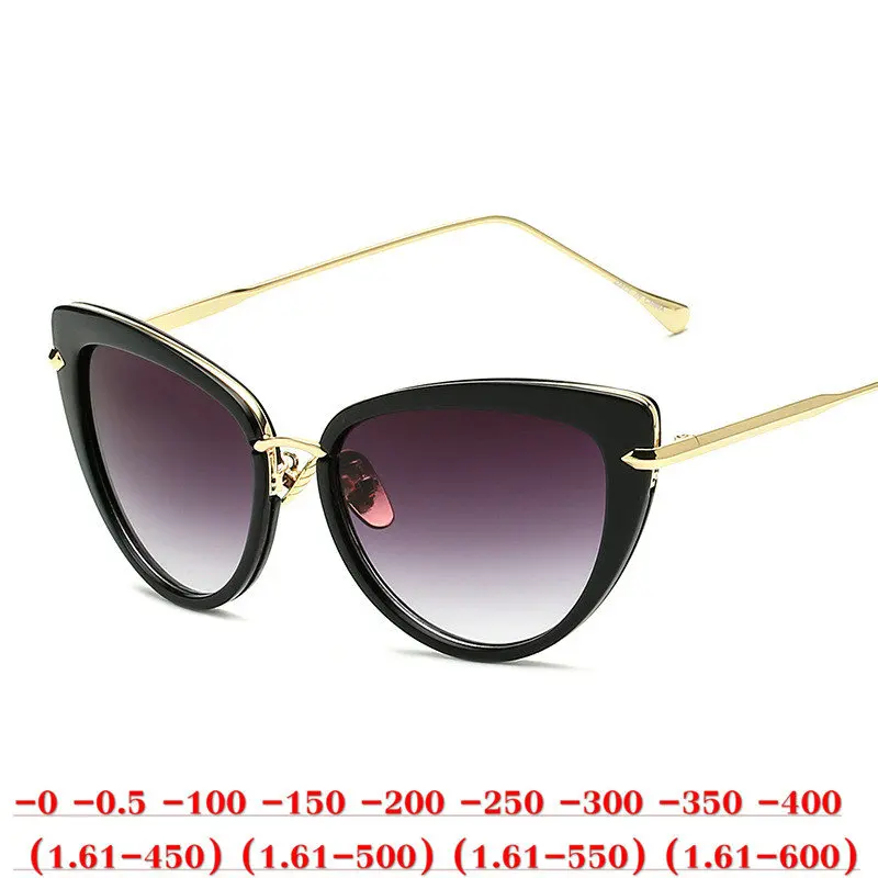 

2019 Custom Made Myopia Minus Prescription Polarized Lens Sunglasses Women Designer Vintage Optical Myopia Cat Sun Glasses NX