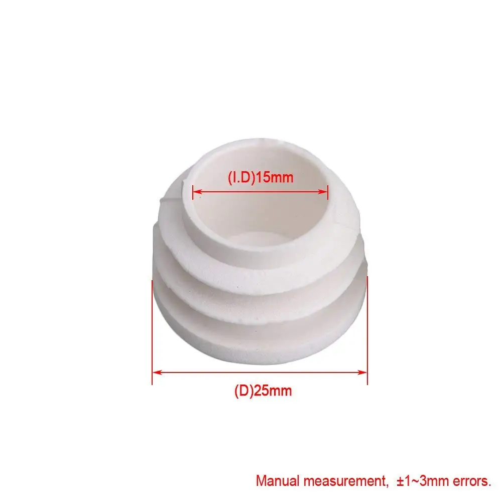 25x16 ملليمتر الأبيض جولة أنبوب البلاستيك مقابس ثقب نهاية قبعات غطاء أنبوب طاولة أثاث مزلق إدراج المقابس مجموعة من 20
