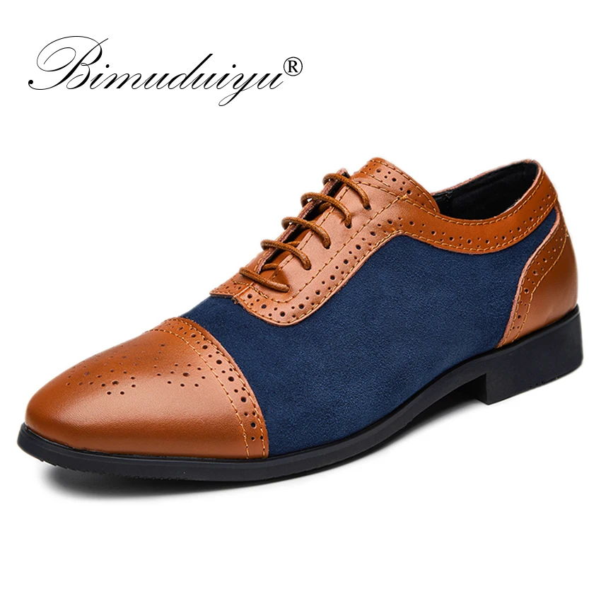 

BIMUDUIYU Men's Dress Shoes Lace-Up Leather Oxford Shoes Fashion Mens Formal Shoes Comfortable NEW Arrival Brogues Business Shoe
