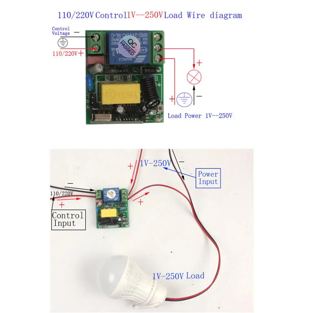 Wireless Remote Control Switch 220V 110V Receiver Relay Module Remote Transmitter Bedroom Ceiling Lights Lamps Switch-5