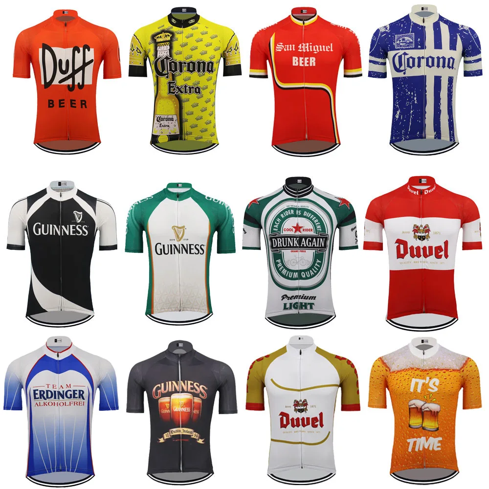 Kopen Meerdere keuzes bier wielertrui mannen korte mouw ropa ciclismo triathlon fietsen kleding Bike wear mtb jersey MTB
