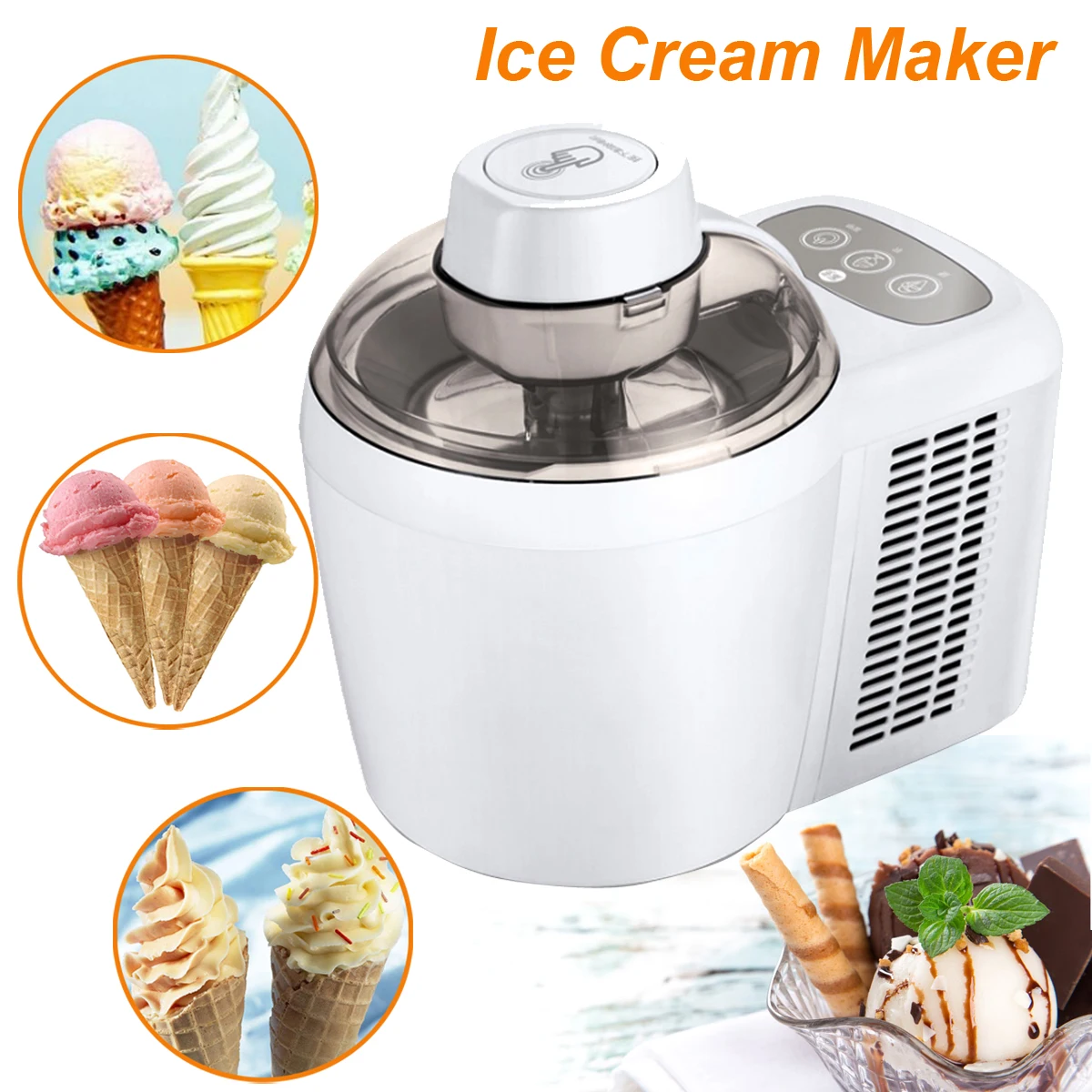 

600ML 220V Full Automatic Ice Cream Machine Home With Self Refrigerating DIY Mini Fruit Ice Cream Maker Yogurt Dessert Maker