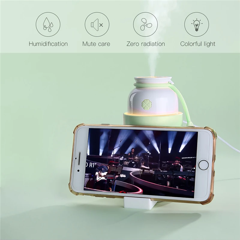 

Essential Oil Aroma Diffuser Atomizer USB Mini Car Air Humidifier Purifier LED Lights Humidificador With Mobile Phone Holder
