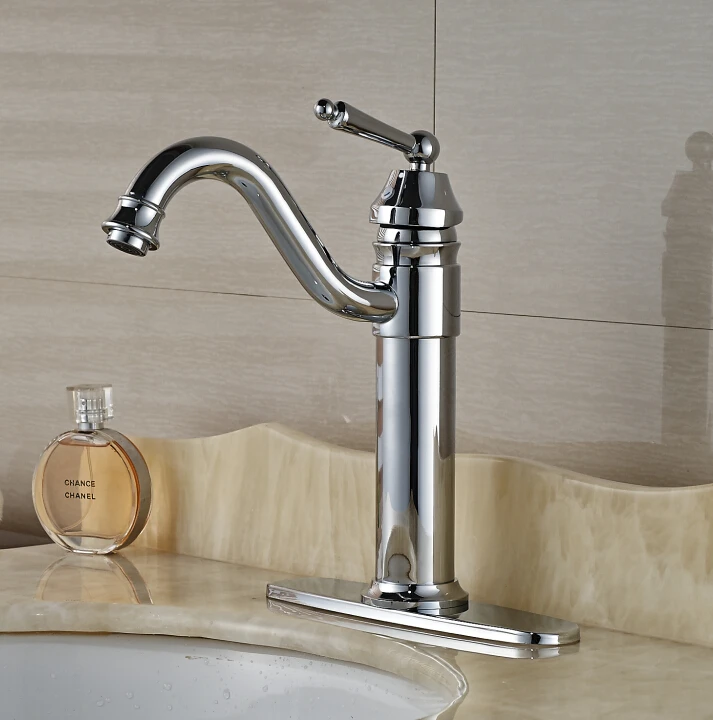 

Free Shipping Modern Chrome Finished Bathroom Basin Faucet Mixer Tap With Base Plate