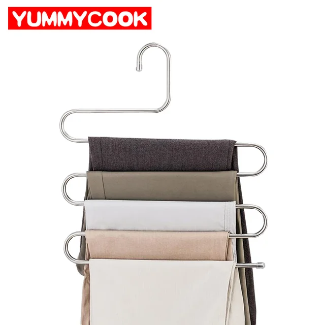 5 fila In Acciaio Inox Rastrelliere S di Figura di Pantaloni Abbigliamento Ganci 5 fila In Acciaio Inox Rastrelliere S di Figura di Pantaloni Abbigliamento Ganci