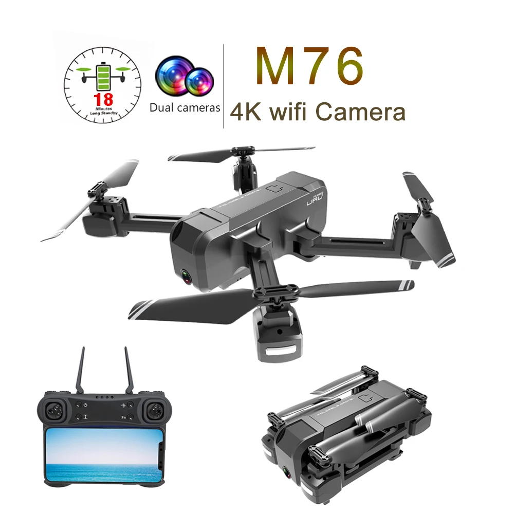 

M76 Wifi FPV RC Drone 4K Camera/1080P HD Dual Camera Optical Flow Selfie Dron Foldable RC Quadcopter Helicopter VS M69S SG106