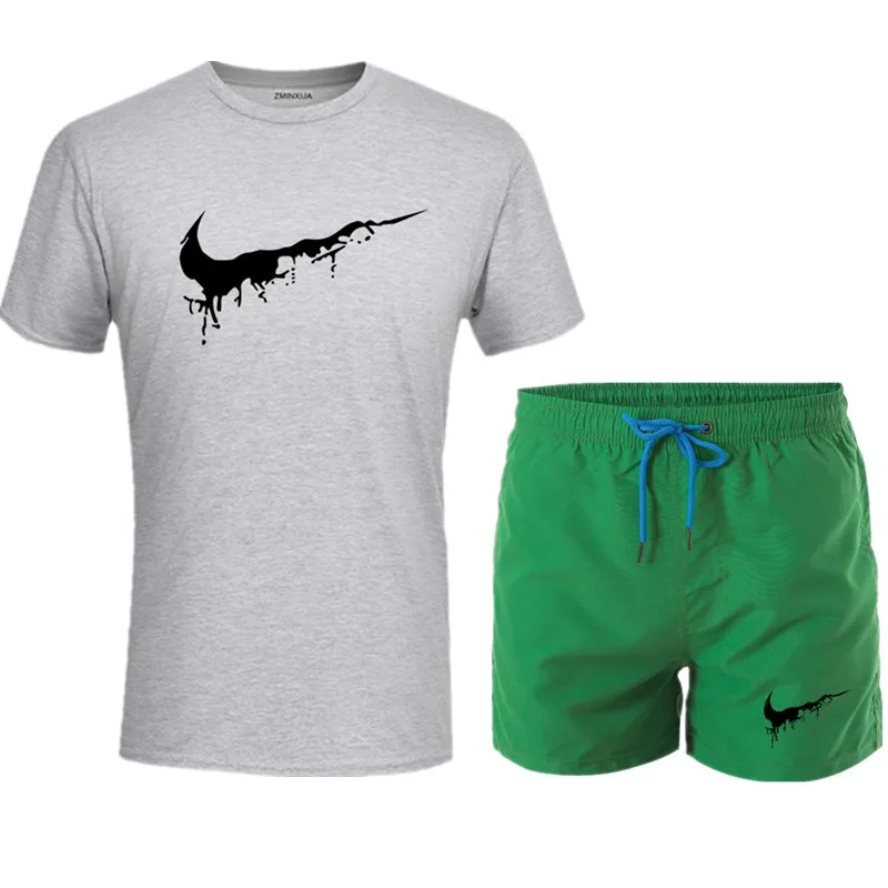 

2019 New Men Two Pieces Sets T Shirts+Shorts Suit Men Summer Tops Tees Fashion High Quality men clothing Student sports suit