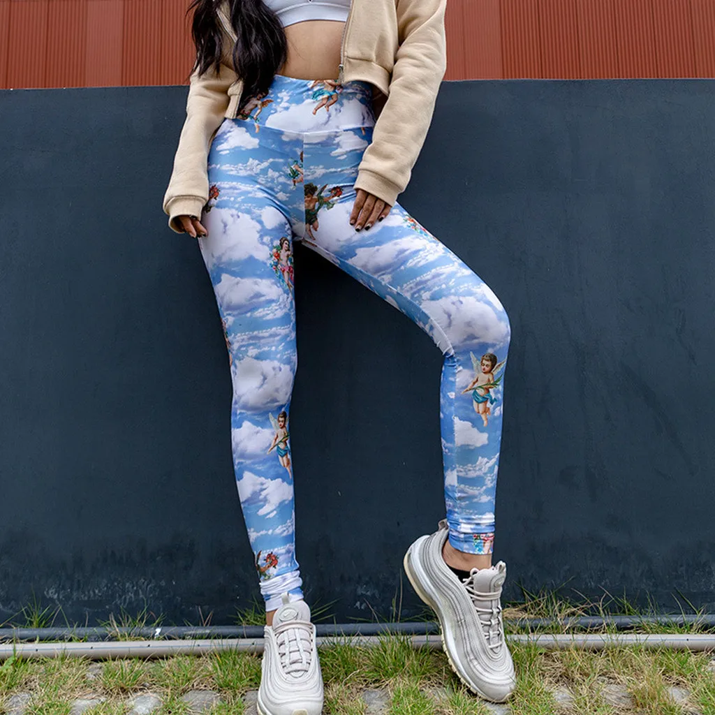 

women pants Fashion Women Sexy Pants The Angel Of Cupid Print Sports Tights pantalones mujer harajuku streetwear