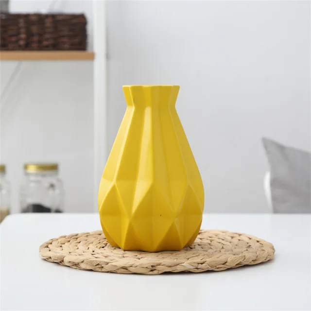 Фарфоровая ваза в скандинавском стиле, современные керамические вазы для цветов, комнаты, кабинета, прихожей, домашнего горшка для растений, Свадебный декор, рождественский подарок - Цвет: Middle Yellow