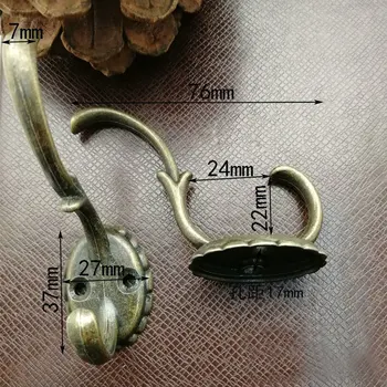 

2Pcs Antique Wall Hooks Double Prong Home Kitchen Living Room Hanger Hook Clasp Holder Hooks For Hanging Clothes Handbag Hook