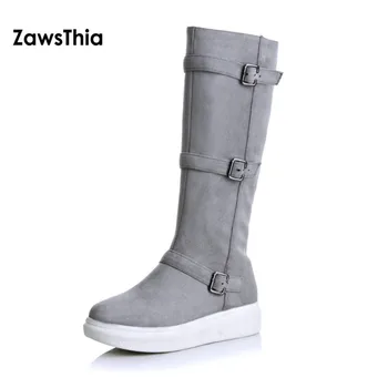 ZawsThia 2018 winter solid grey gray flat heel platform shoes women with buckle mid calf boots riding equestrian girls boots
ZawsThia 2018 winter solid grey gray flat heel platform shoes women with buckle mid calf boots riding equestrian girls boots