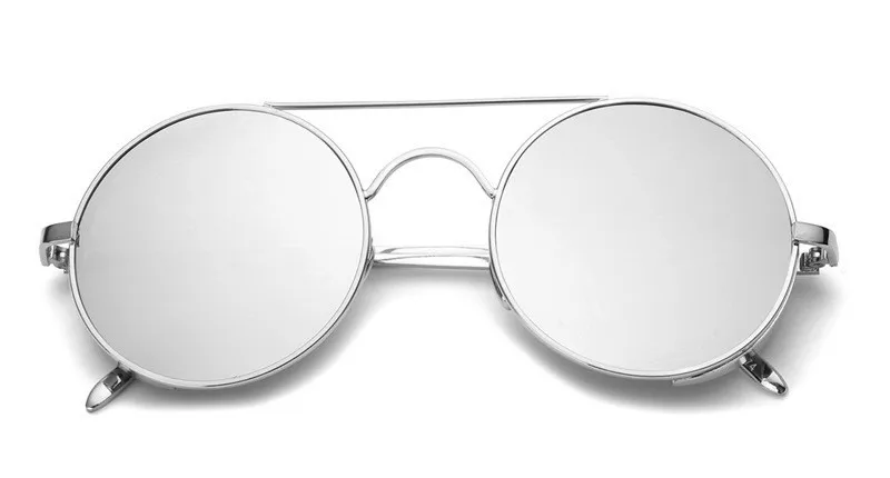 Umanco, 8 цветов, ослепительные зеркальные круглые стимпанк Солнцезащитные очки для женщин и мужчин, Золотая/серебристая металлическая оправа, винтажные очки для вождения - Цвет линз: 06