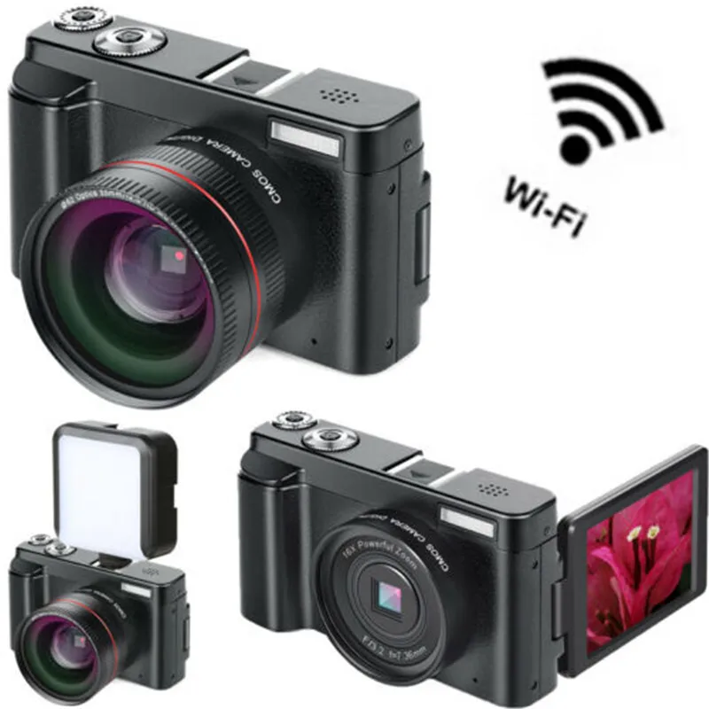 3-дюймовый ЖК-дисплей WI-FI флип Экран цифровой Камера видеокамер Vlog Full HD 1080p 24MP 16X зум начинающих Камера