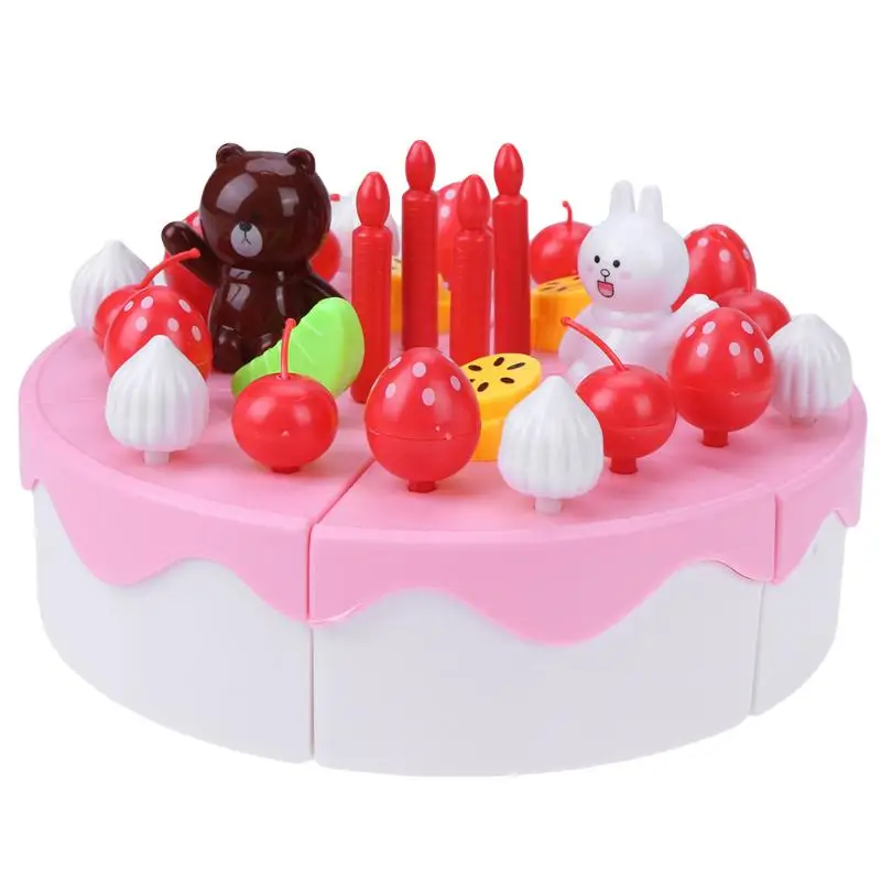 DIY Cutting Birthday Cake Kitchen Baby Toys 63pcs/set Miniature Play