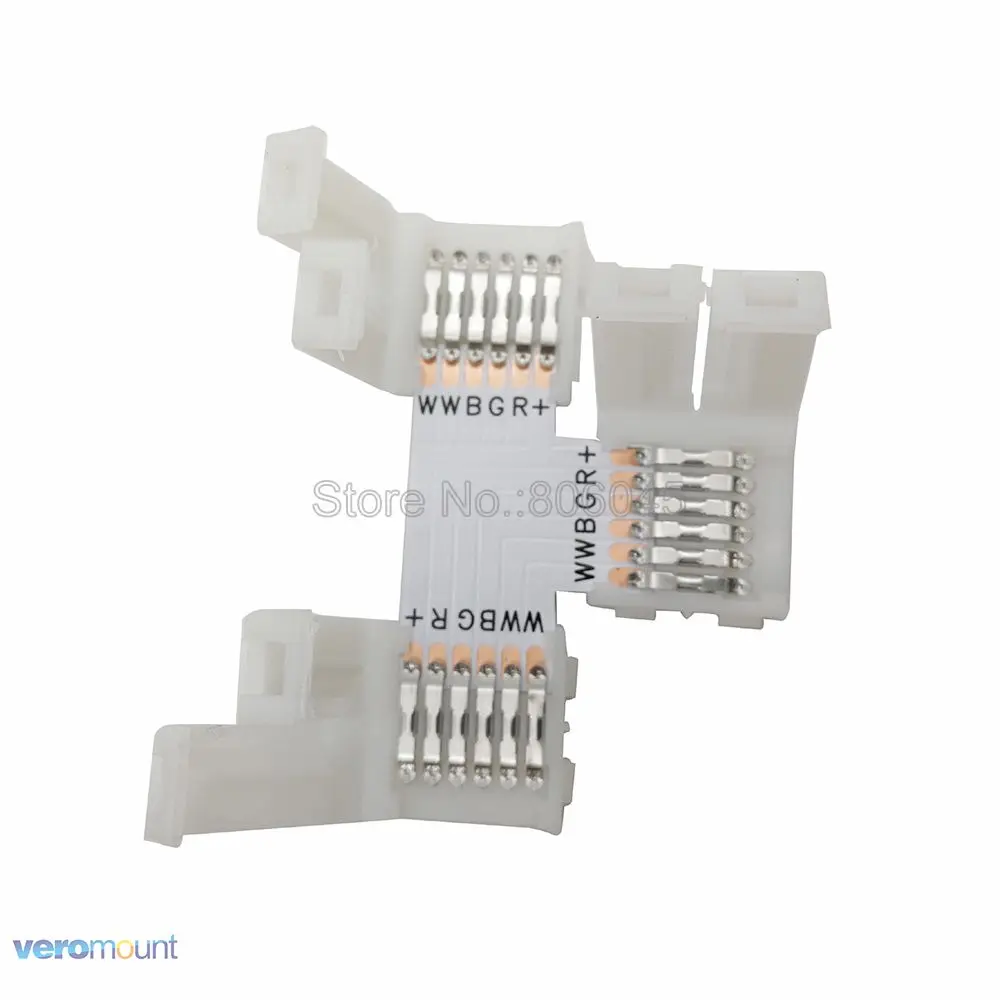 

10pcs/lot 5pcs/lot 12mm 6PIN 6 Pin RGB+CCT T shape No Soldering Easy Connector For RGB CCT 5 in 1 LED Strip 6 PIN Connector