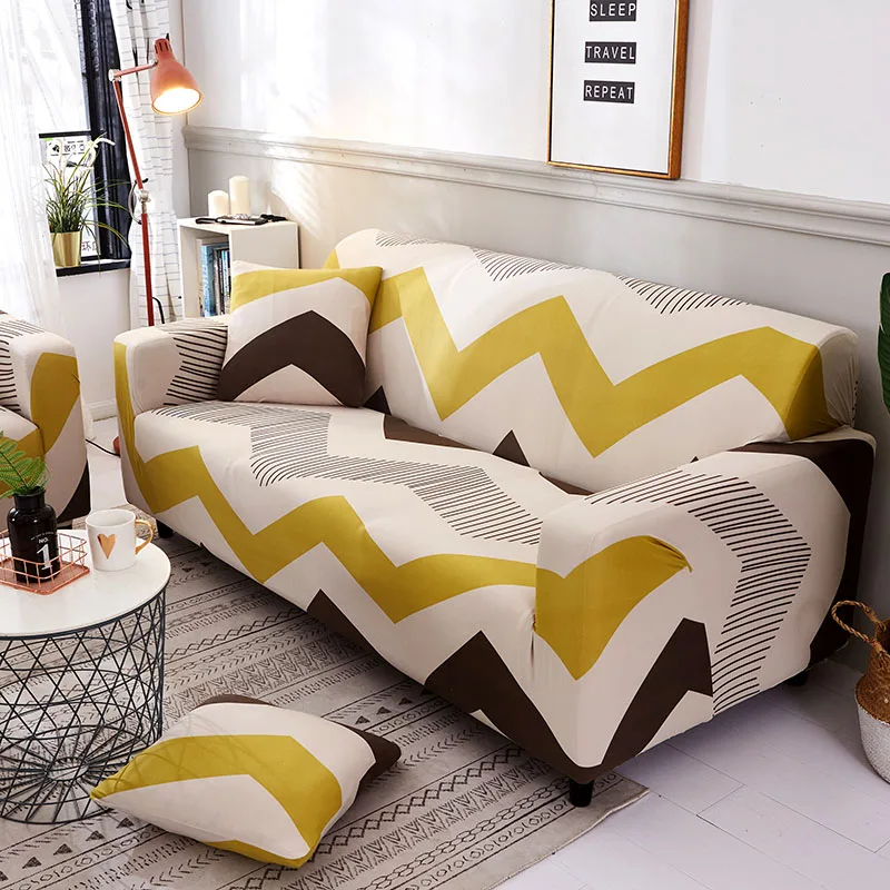 1PC Stripe Sofa Cover Set Elastic Couch Cover Sofa Covers for Living Room Pets cubre sofa L shape Chair Cover 1/2/3/4-Seater - Цвет: Pattern 20