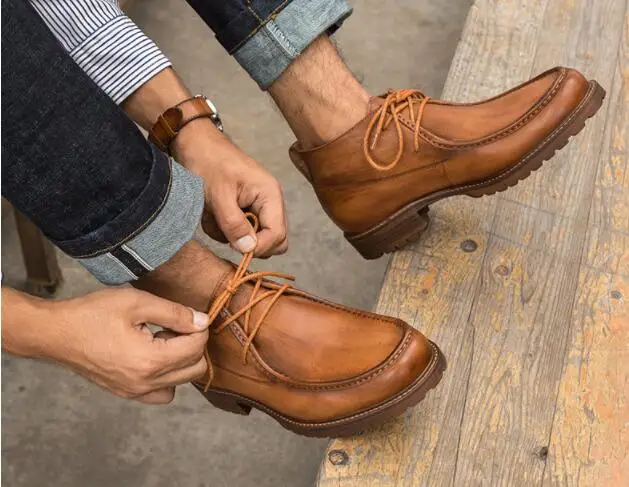 Moda Pic Al Cuero 2 Genuino Botas Botines De Martin 1 Alto top Otoño Asakuchi Retro as As Por Encaje Invierno Mayor Color Hombre xq6wRgz